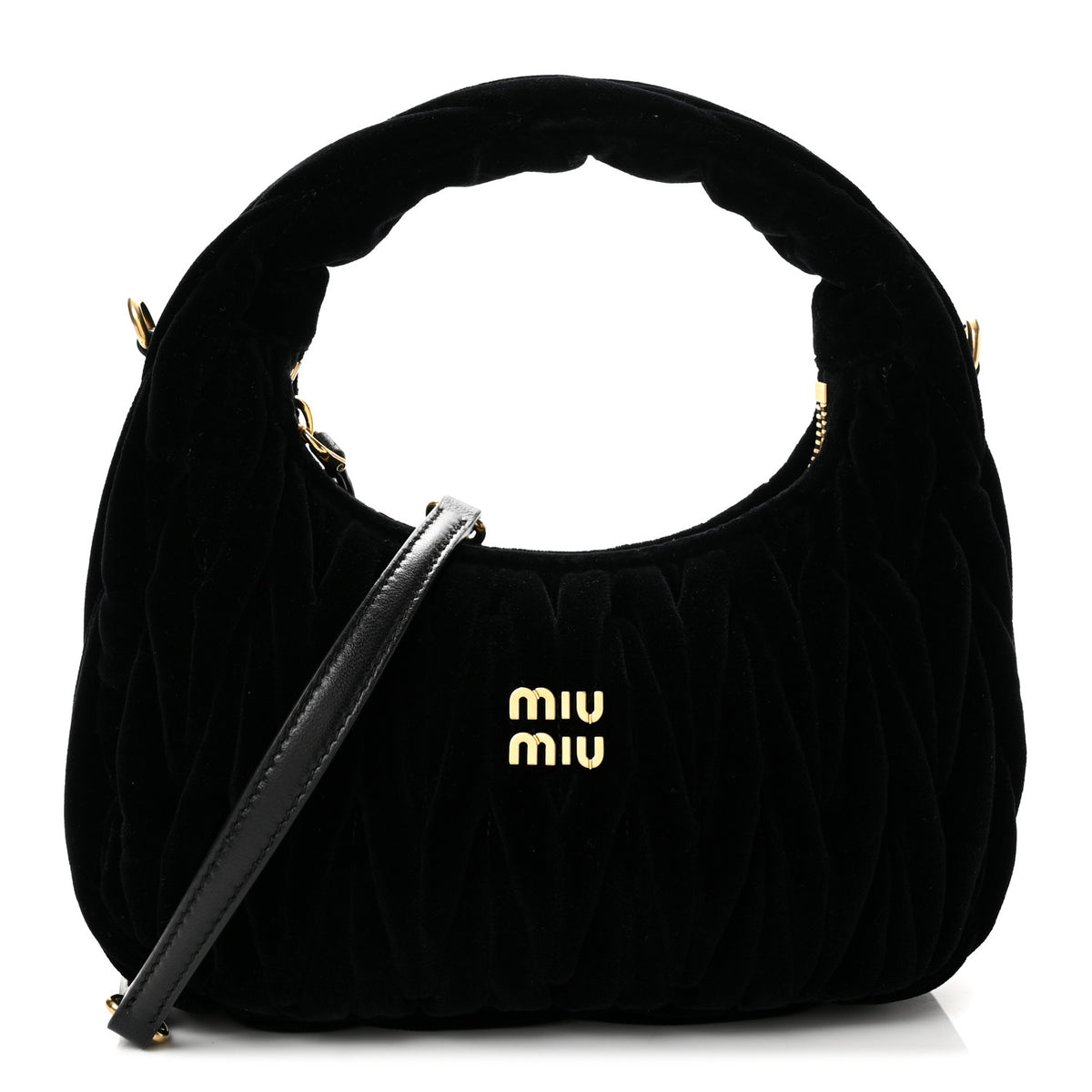 Miu Miu Velluto Matelasse Small Wander Hobo Black 1 of 11