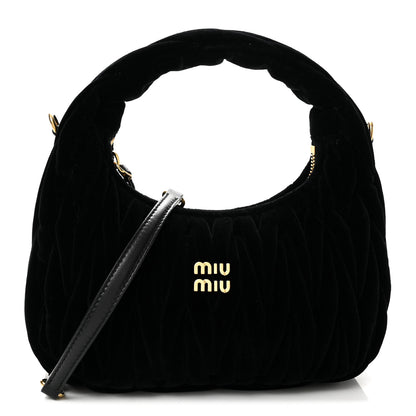 Miu Miu Velluto Matelasse Small Wander Hobo Black 1 of 11