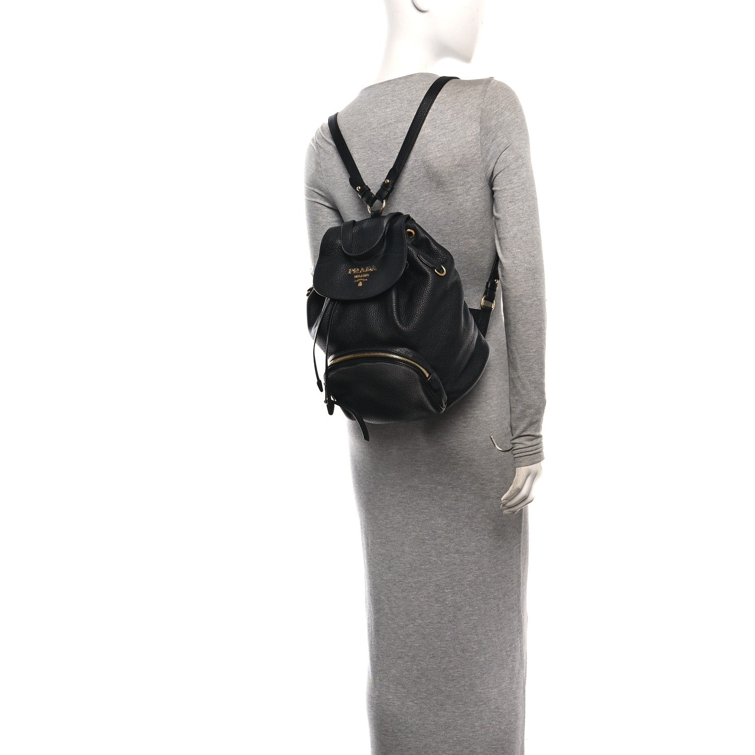 Prada Vitello Daino Backpack Black 2 of 11