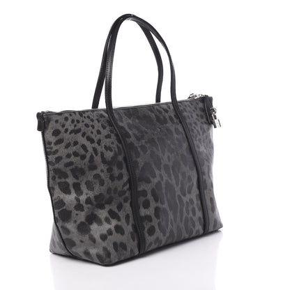 Dolce & Gabbana Coated Canvas Leopard Print Miss Escape Tote Grey 3 of 14