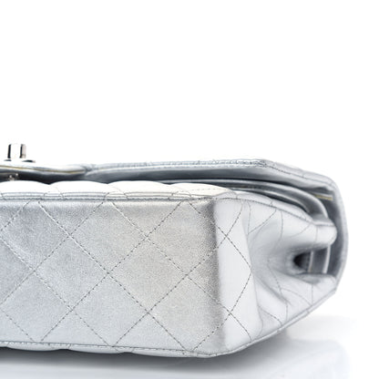 Chanel Metallic Lambskin Quilted Medium Double Flap Silver 9 of 15