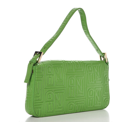 Fendi Nappa Logo Embossed Baguette Green 3 of 10