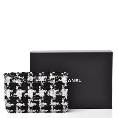 Chanel Tweed Quilted Wallet On Chain WOC Black Ecru White 11 of 11