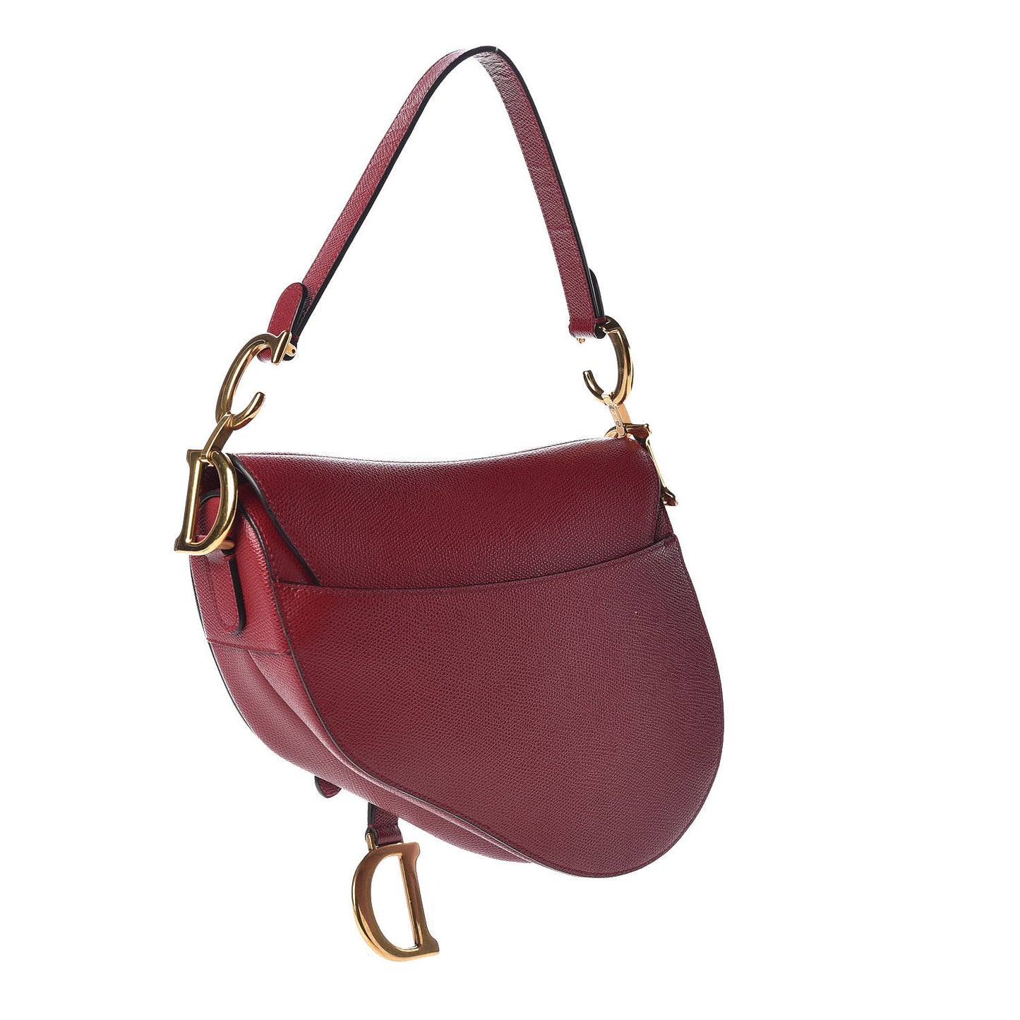 Grained Calfskin Saddle Bag Burgundy