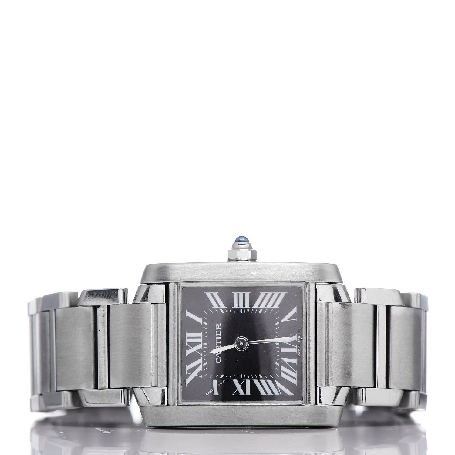 Cartier Stainless Steel 20mm Tank Francaise Quartz Watch Black 3 of 8