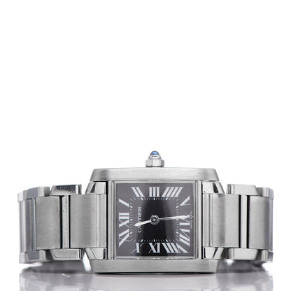 Cartier Stainless Steel 20mm Tank Francaise Quartz Watch Black 3 of 8