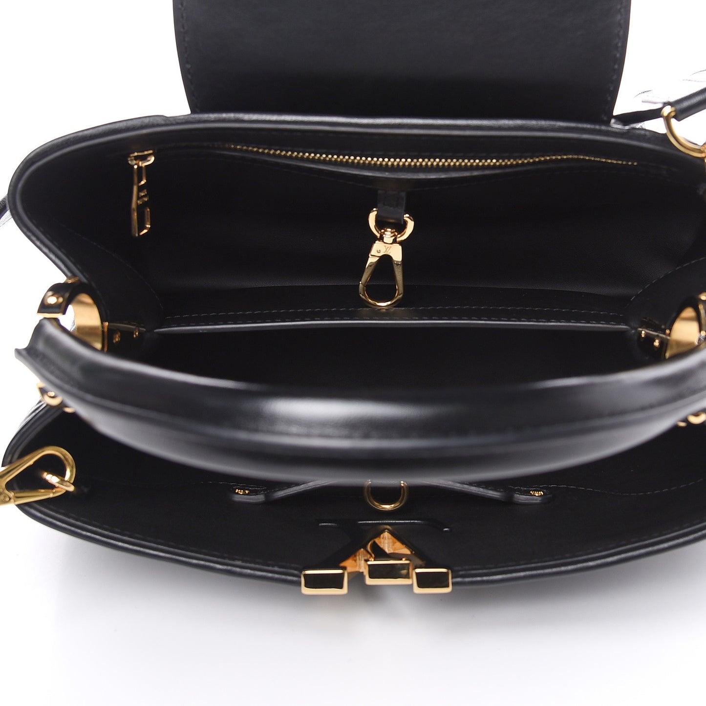 Lambskin Quilted Flower Capucines PM Black