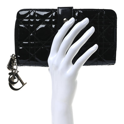 Christian Dior Patent Cannage Lady Dior Continental Wallet Black 2 of 13