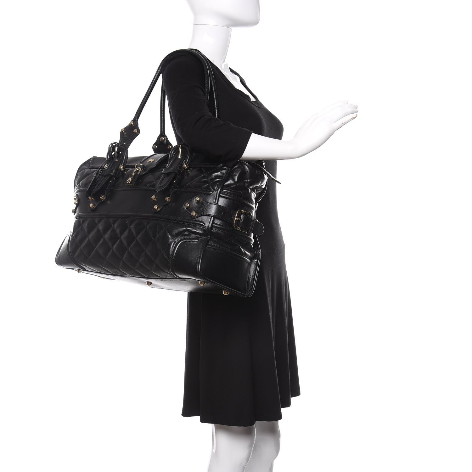 Burberry Calfskin Quilted XL Manor Tote Black 2 of 15
