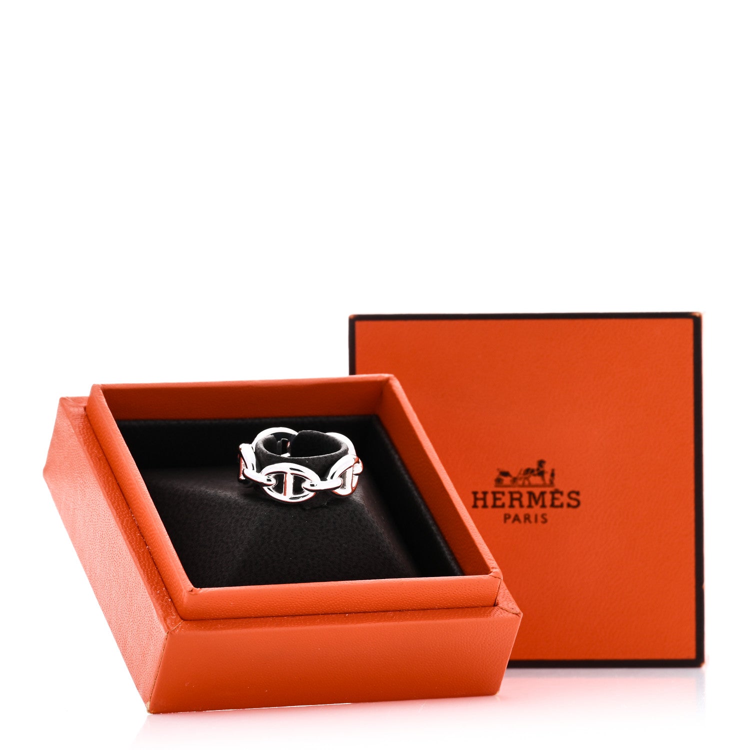 Hermes Sterling Silver PM Chaine d'Ancre Enchainee Band Ring 52 6 8 of 8