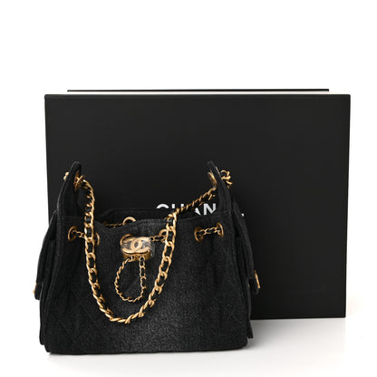 Chanel Washed Denim Quilted Mini Chanel 25 Handbag Black 11 of 11