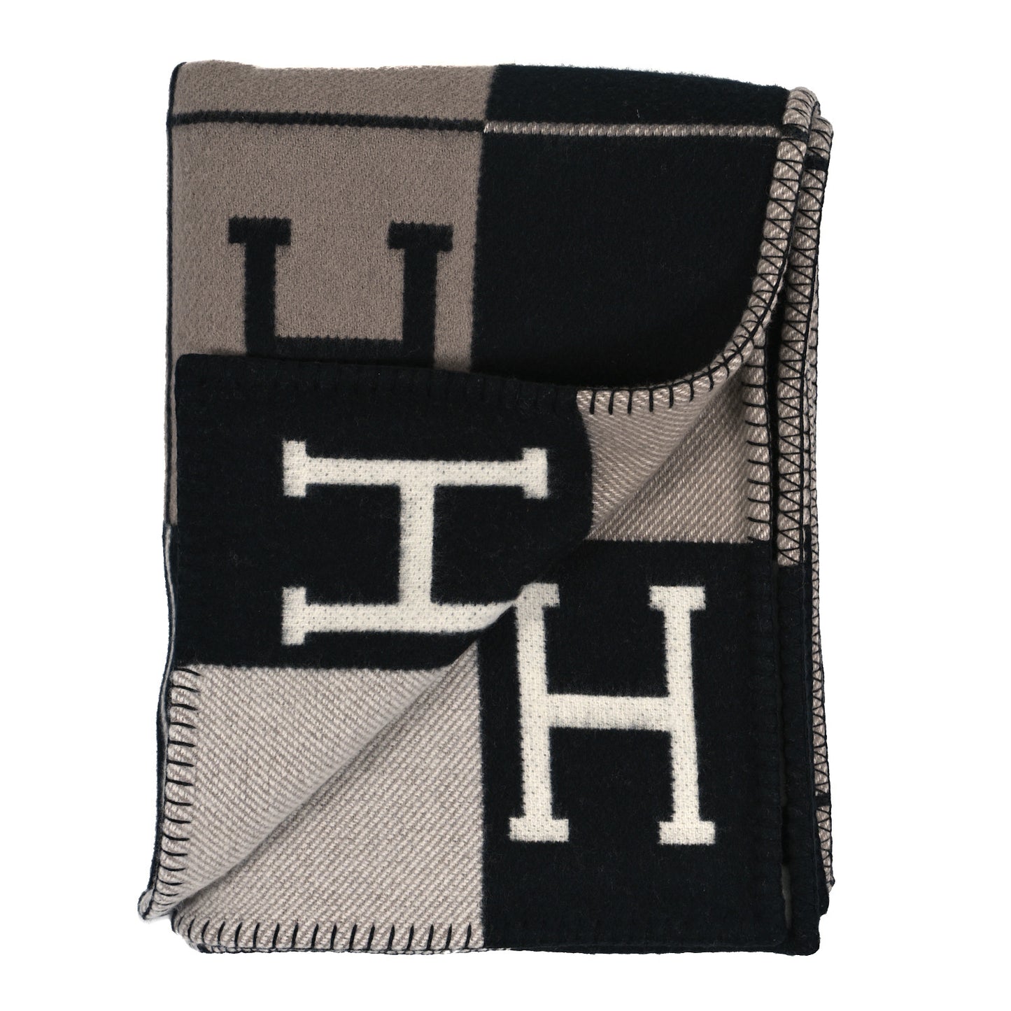 Wool Cashmere Avalon III Blanket Ecru Black