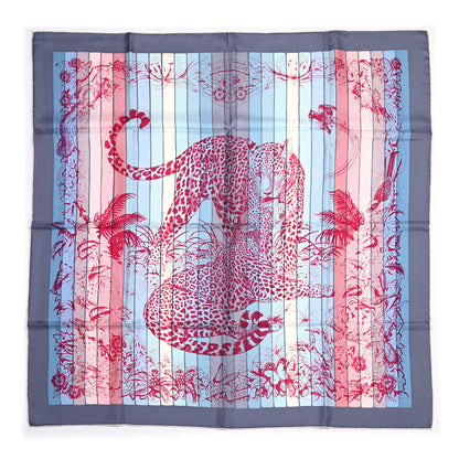Hermes Silk Jungle Love Rainbow Scarf 90 Bleu Rose Gris 1 of 5
