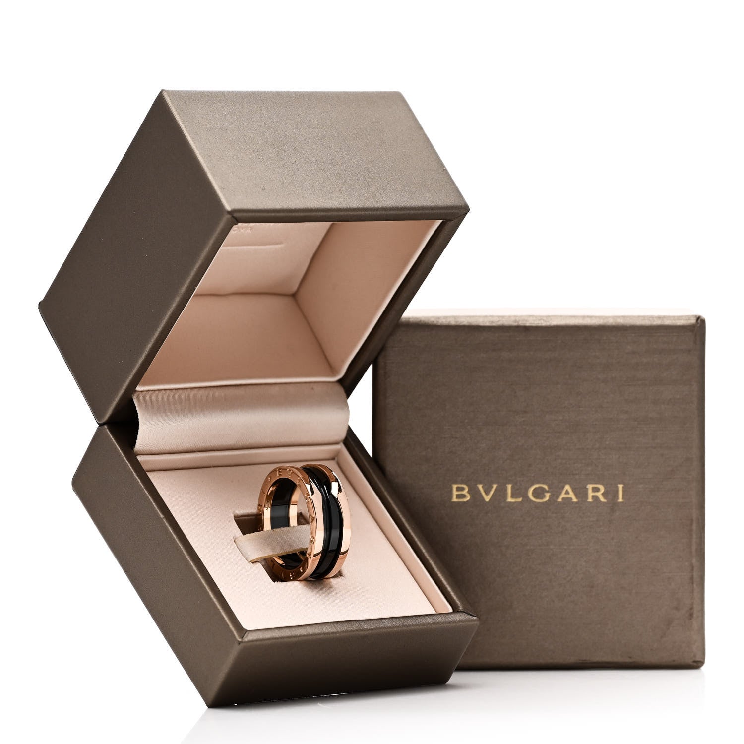 Bulgari 18K Rose Gold Black Ceramic B.Zero1 Two-Band Ring 58 8.25 6 of 6