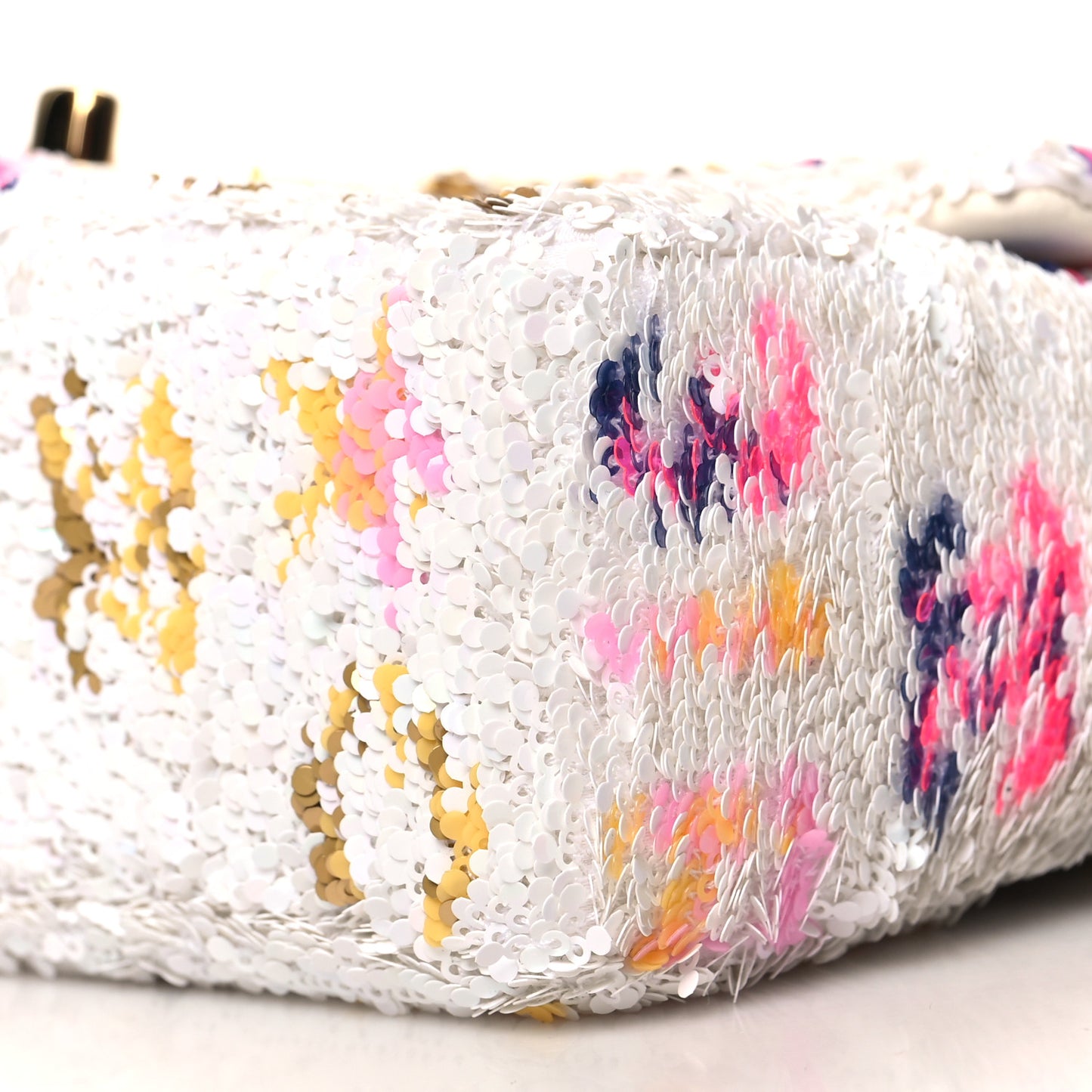 Sequin Logo CC Small Single Flap White Multicolor