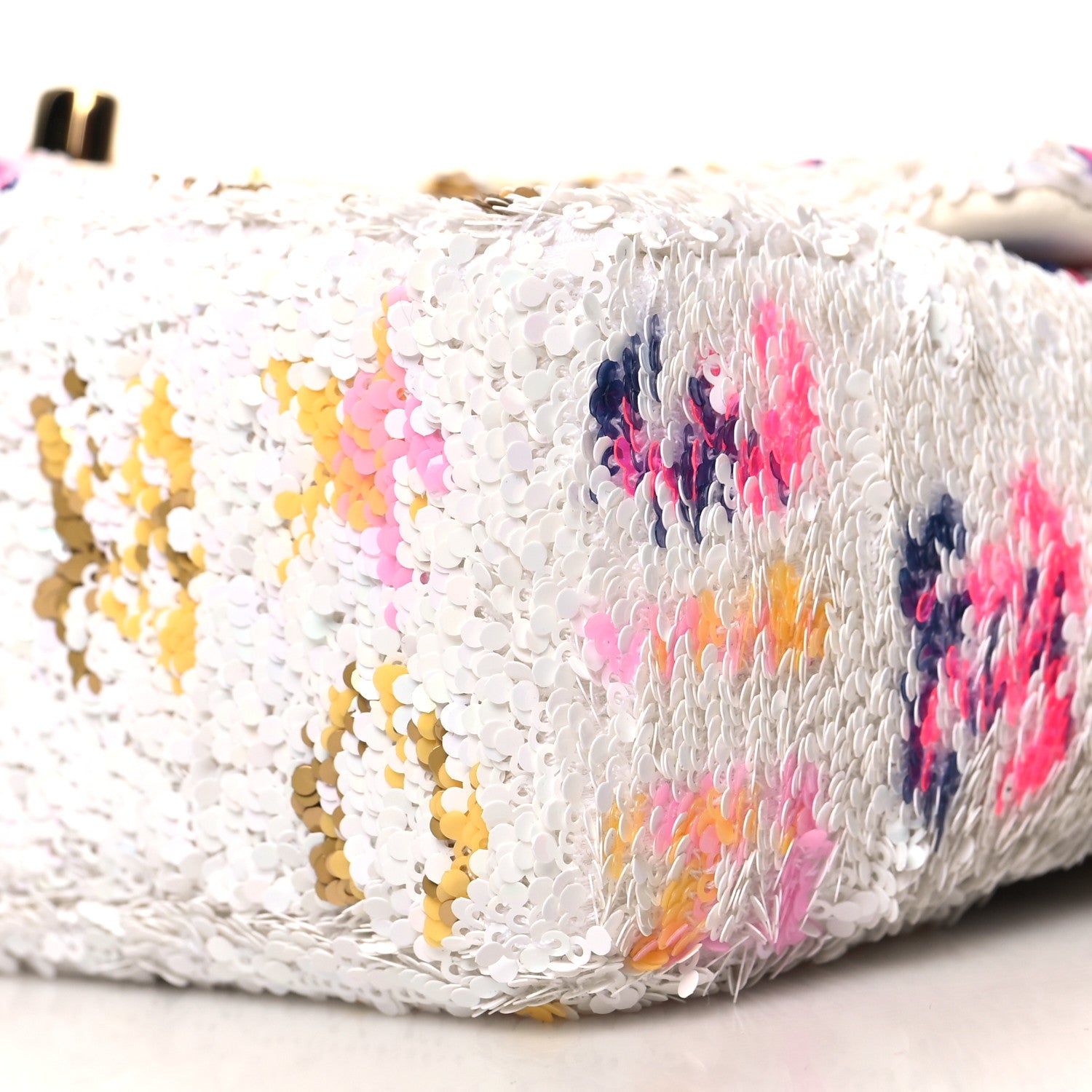 Chanel Sequin Logo CC Small Single Flap White Multicolor 10 of 11