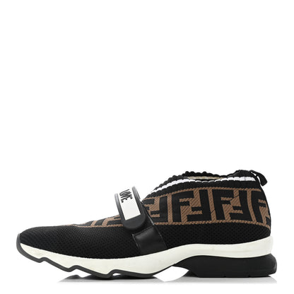 Fendi Stretch Yarn FF Stiff Band Rockoko Sneakers 39 Black White Tobacco 2 of 24