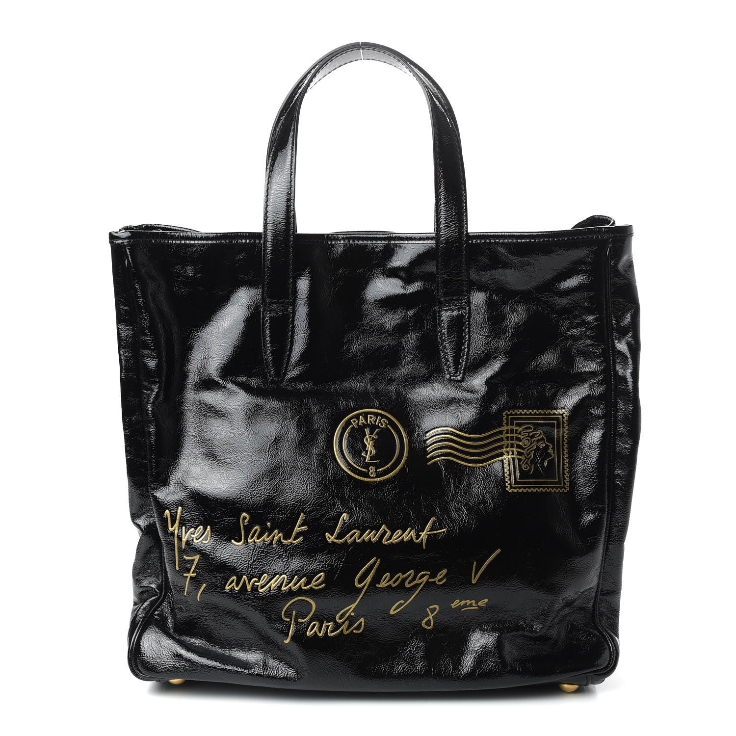 Saint Laurent Textured Patent Large Y-Mail Tote Black 1 of 9