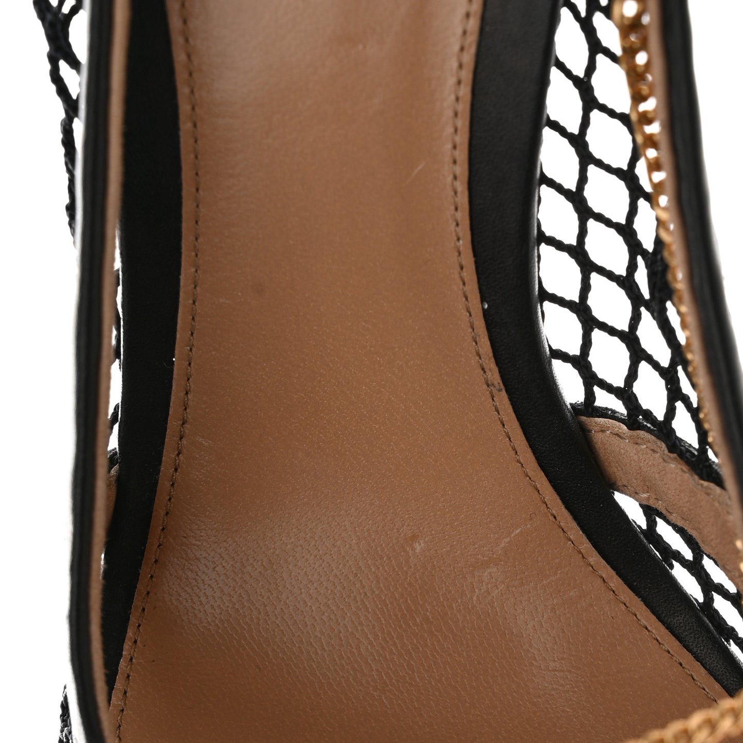 Mesh Calfskin Stretch Chain Strap 90mm Pumps 39.5 Black