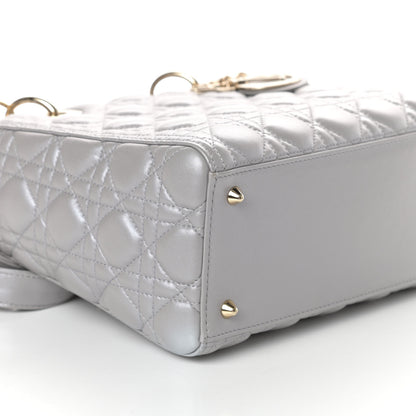 Christian Dior Pearly Lambskin Cannage Medium Lady Dior Grey 10 of 11