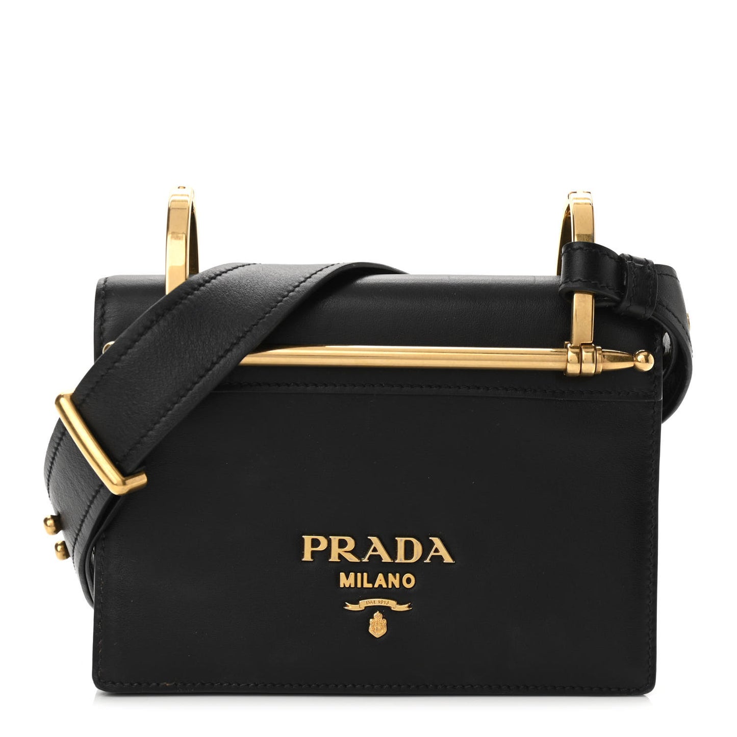 Vitello Antic Soft Pattina Shoulder Bag Black