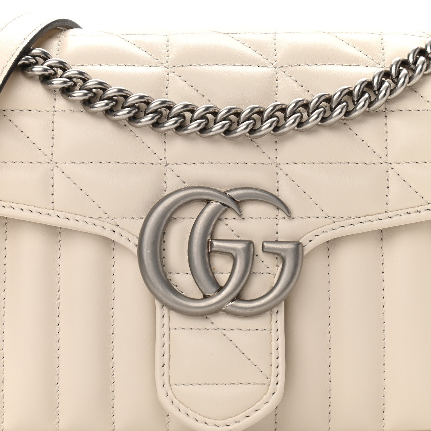 Gucci Calfskin Matelasse Aria Small GG Marmont Shoulder Bag Mystic White 8 of 10