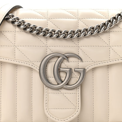 Gucci Calfskin Matelasse Aria Small GG Marmont Shoulder Bag Mystic White 8 of 10