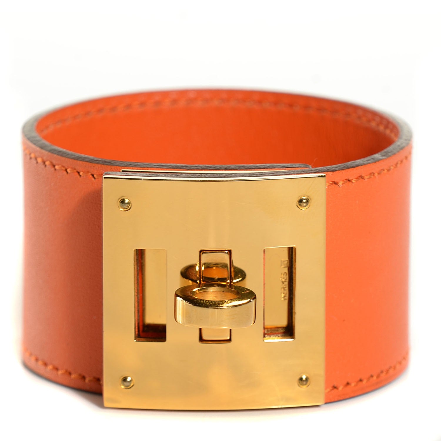 Hermes Chamonix Kelly Dog Bracelet Cuff Orange 1 of 7
