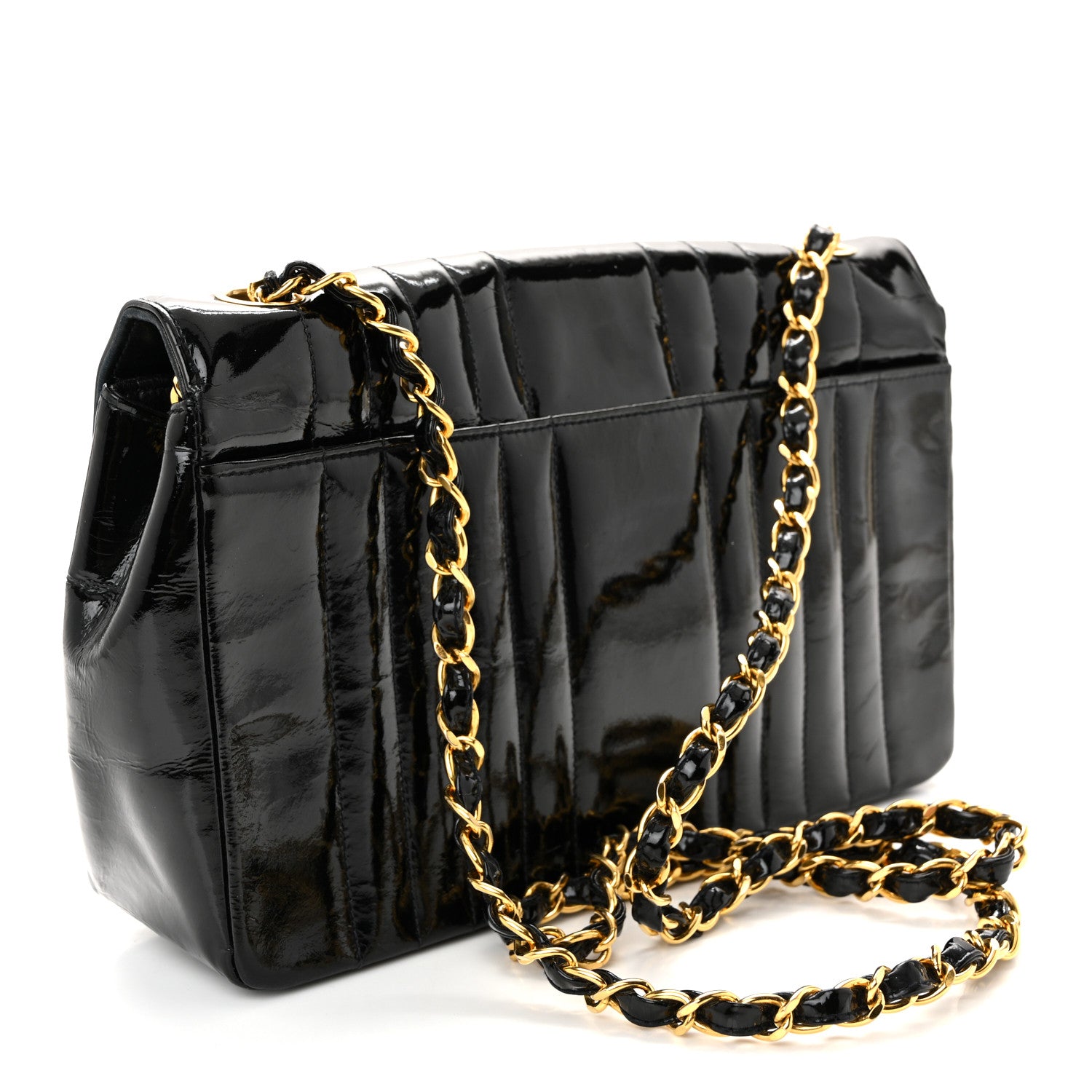 Chanel Patent Vertical Quilted Medium Single Flap Black 3 of 10