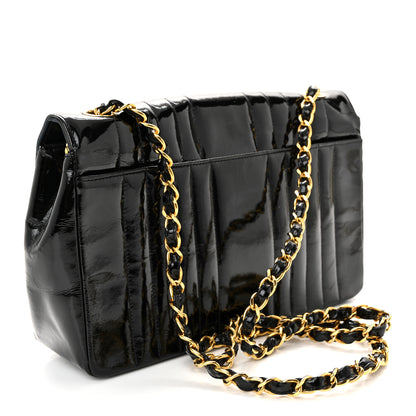 Chanel Patent Vertical Quilted Medium Single Flap Black 3 of 10
