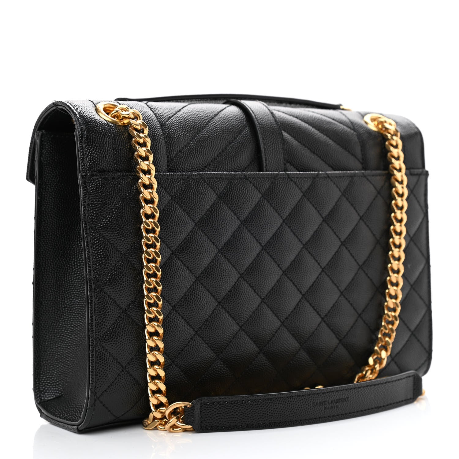 Saint Laurent Grain De Poudre Textured Mixed Matelasse Triquilt Medium Monogram Satchel Black 3 of 8