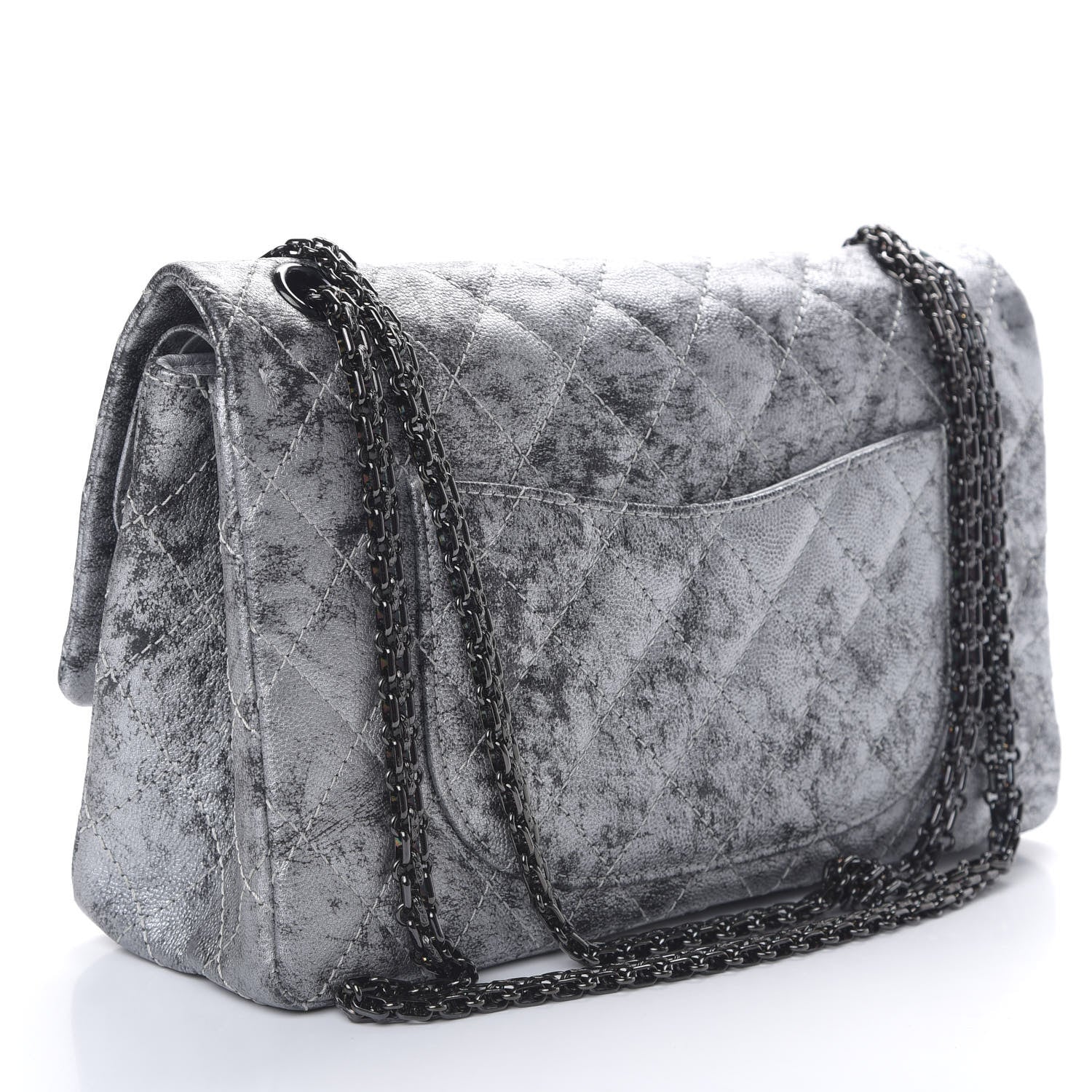 Chanel Metallic Caviar Quilted 2.55 Reissue 226 Flap Silver Black 2 of 9