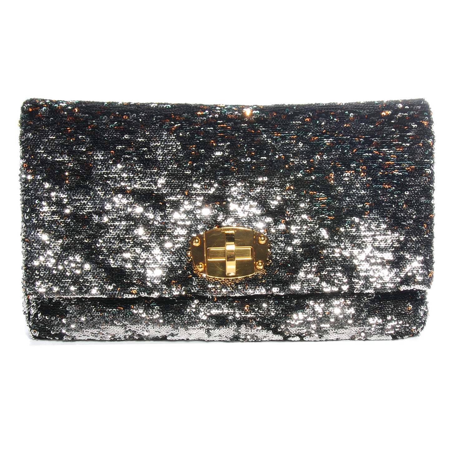 Oversized Sequined Clutch Black