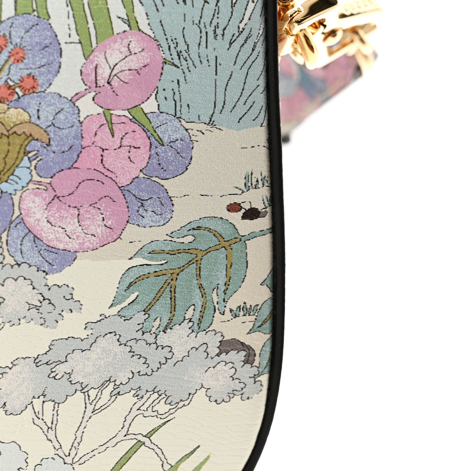 Gucci New Shangai Calfskin Tiger Savanah Web Mini Horsebit 1955 Shoulder Bag Chalky White Multicolor 15 of 16