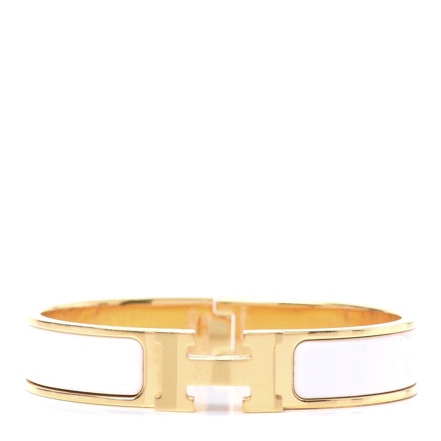 Hermes Enamel Narrow Clic Clac H Bracelet PM White 1 of 5