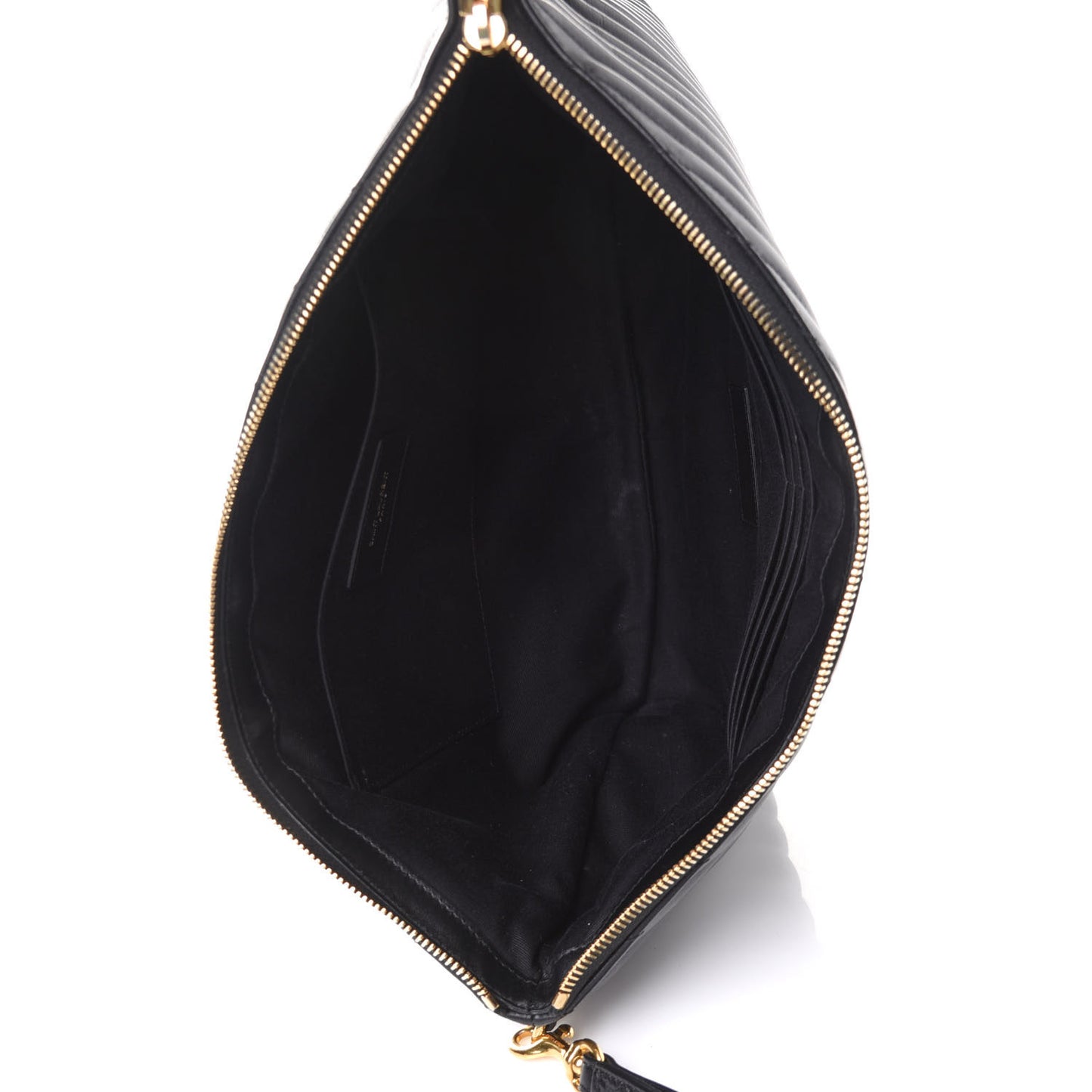 Calfskin Matelasse Chevron Monogram Document Holder Black