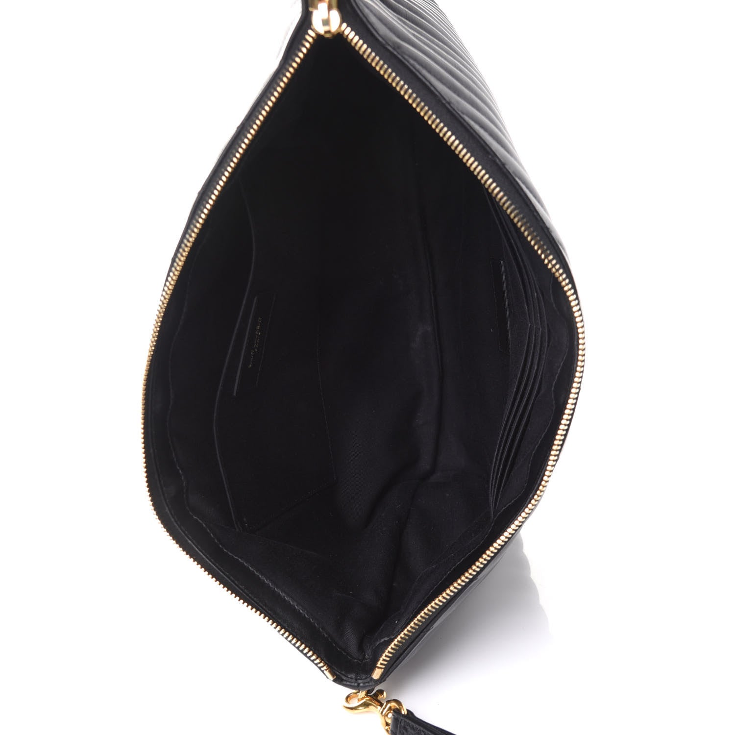 Saint Laurent Calfskin Matelasse Chevron Monogram Document Holder Black 5 of 8