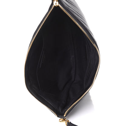 Saint Laurent Calfskin Matelasse Chevron Monogram Document Holder Black 5 of 8