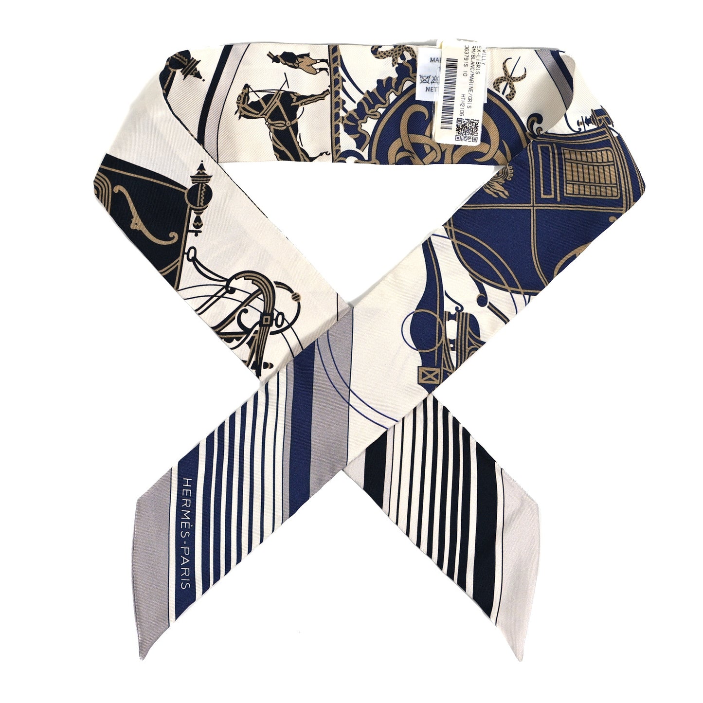 Silk Ex-Libris Twilly White Marine Gris