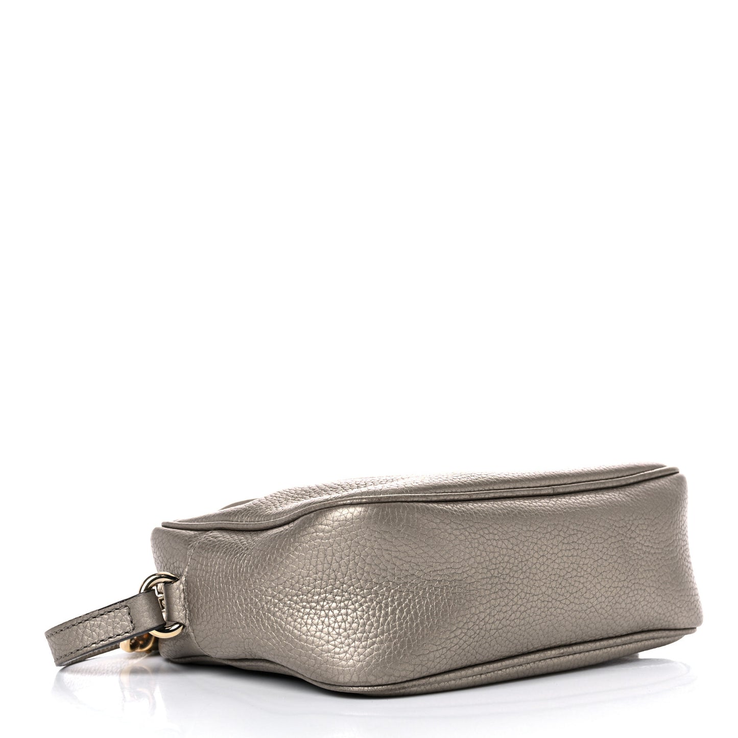 Metallic Pebbled Calfskin Small Soho Disco Bag Golden Beige