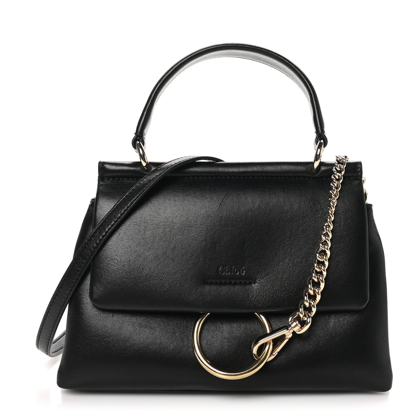 Lambskin Small Faye Top Handle Bag Black