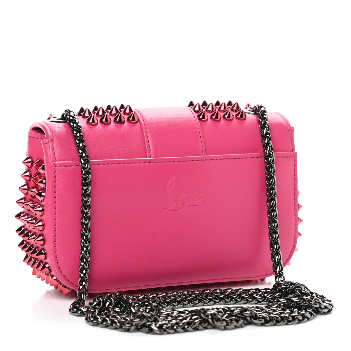 Calfskin Spiked Sweety Charity Crossbody Bag Pink