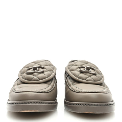 Chanel Lambskin Quilted CC Turnlock Loafers 39.5 Grey 3 of 11