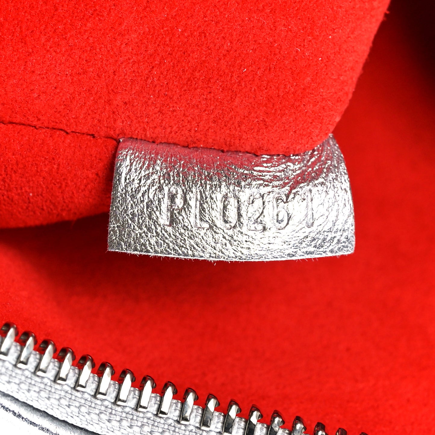 Metallic Lambskin Embossed Monogram Coussin PM Silver