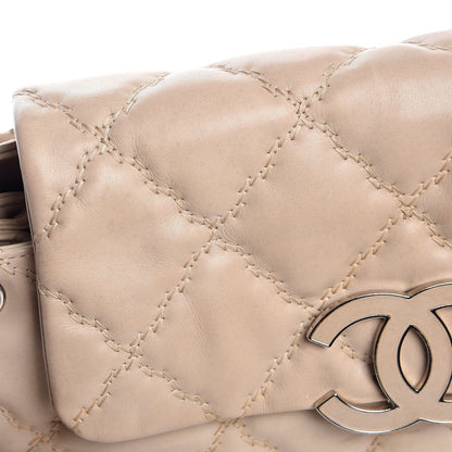 Chanel Calfskin Double Stitch Large Hamptons Flap Bag Beige 14 of 19
