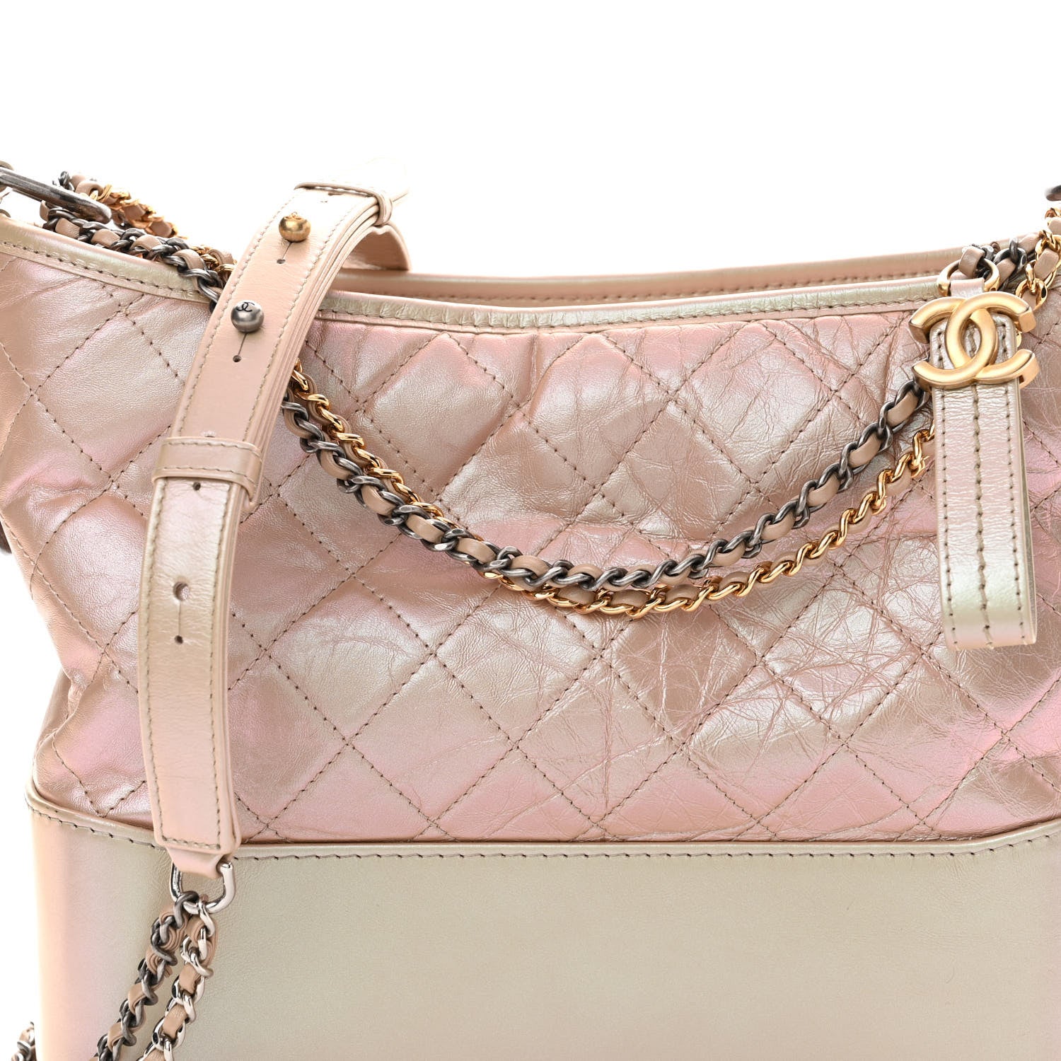 Chanel Iridescent Aged Calfskin Quilted Medium Gabrielle Hobo Light Pink 8 of 11