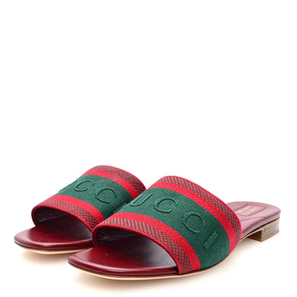 Gucci Canvas Web Womens Slide Sandals 40 Red Bordeaux 4 of 9