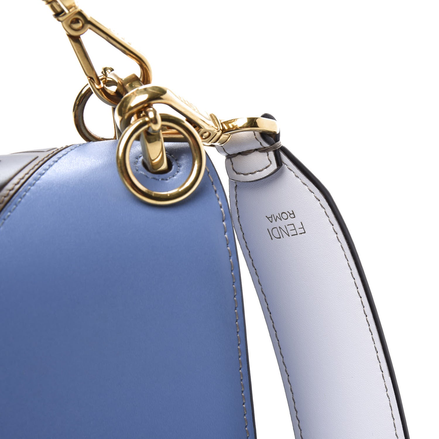 Fendi X FILA Vitello Liberty Mania Bi-Color FF 1974 Embossed Kan I Shoulder Bag White Nebula Multicolor 11 of 15