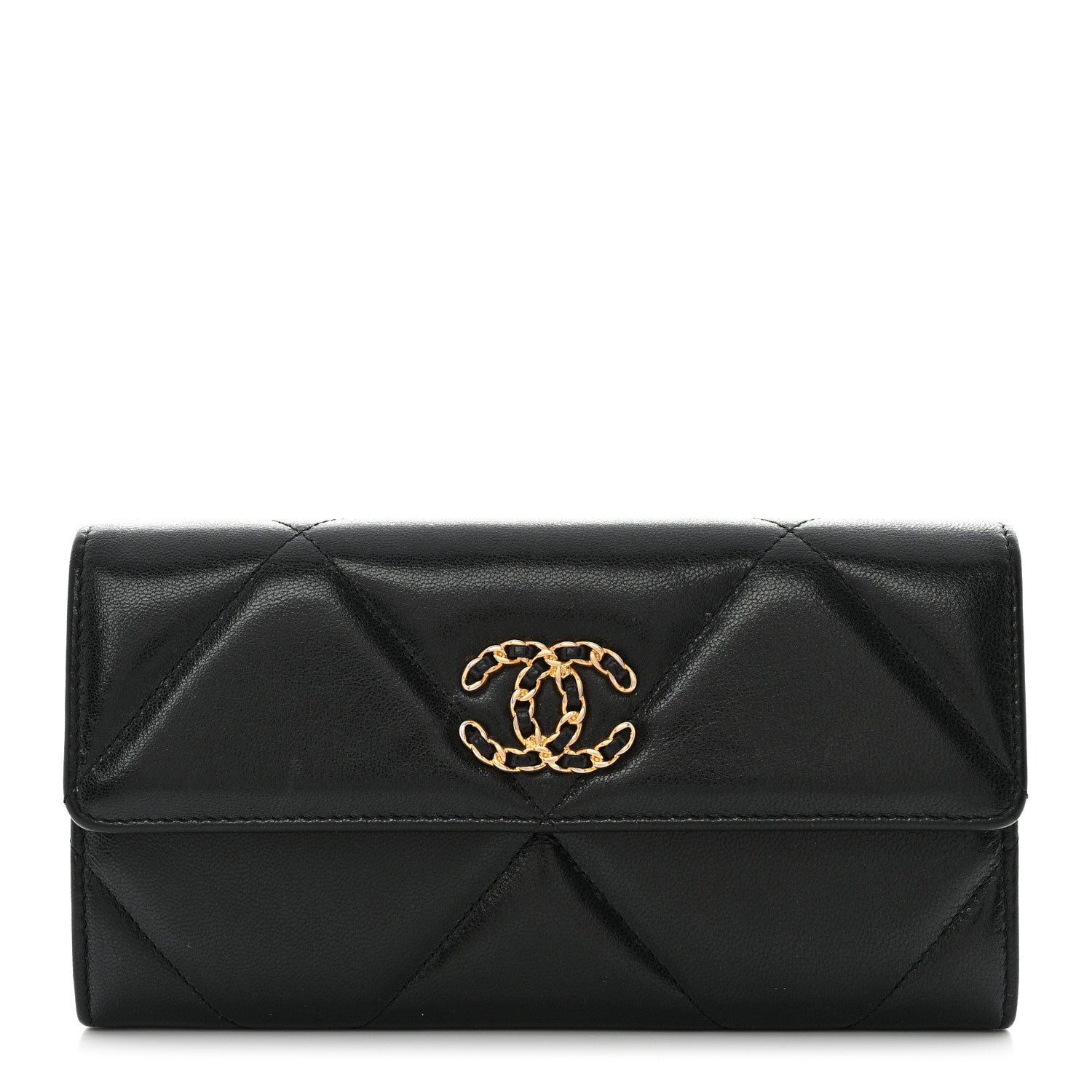 Chanel Lambskin Quilted Chanel 19 Flap Wallet Black 1 of 11