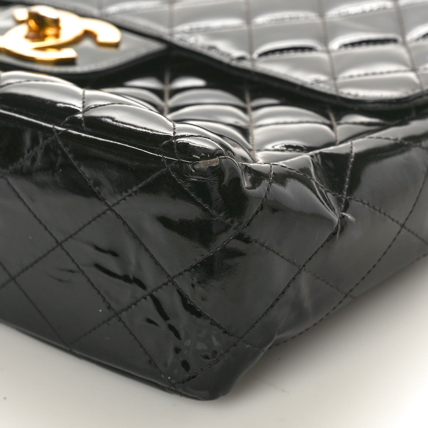 Chanel Patent Quilted XL Jumbo Single Flap Black 9 of 12